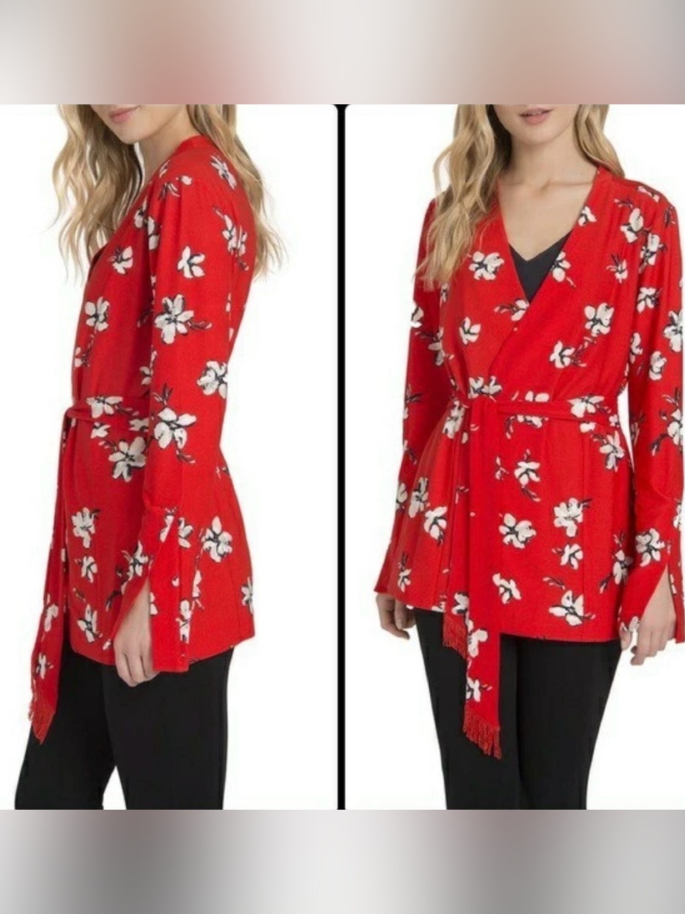 Lysse Quin Long Sleeve Jacket Red Poppy Print L
